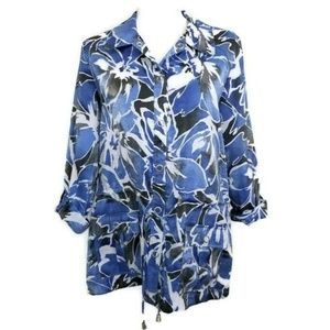 Samantha Grey Shirt Floral Blue Size 14 Jacket